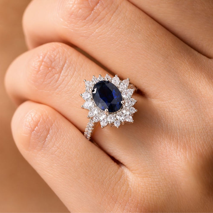 Anillo Azul Zafiro Clásico