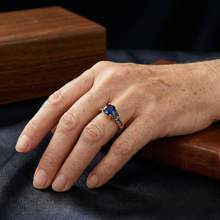 Anillo Piedra Azul Clásico