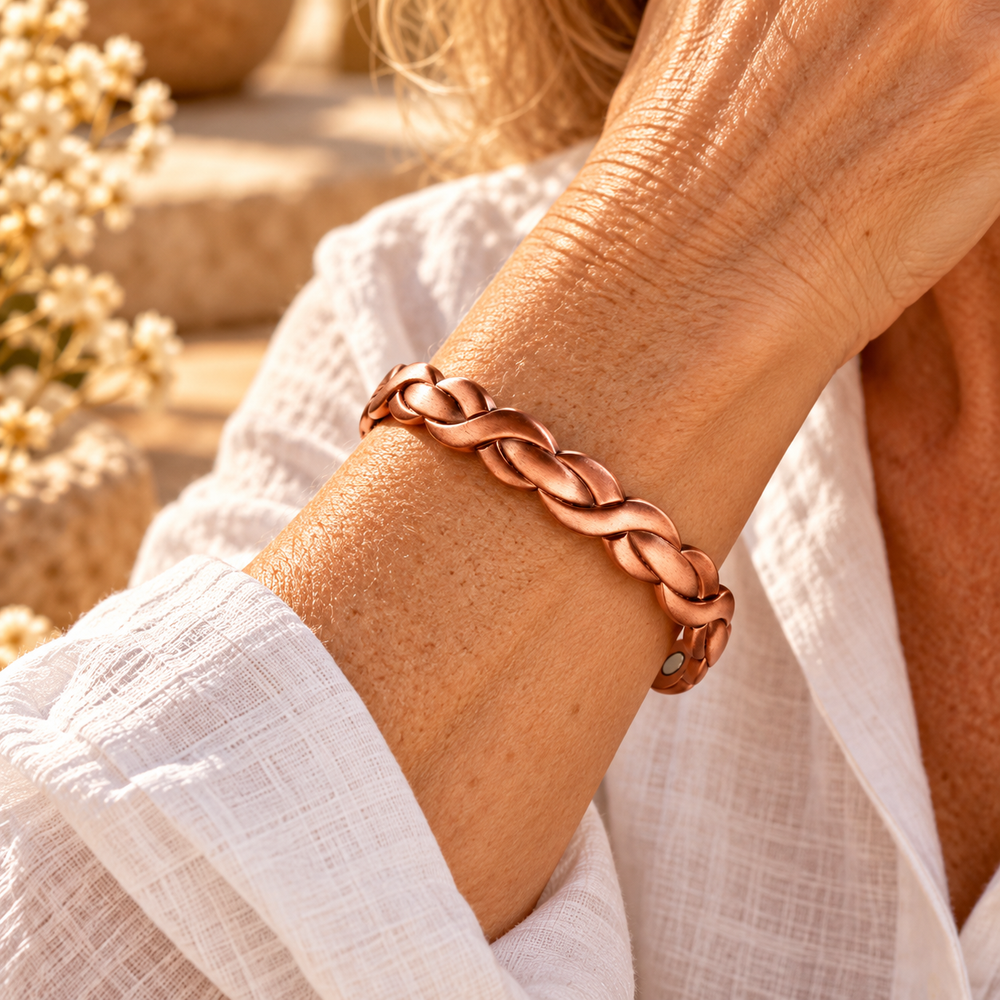 Pulsera de Cobre Punto Tejido