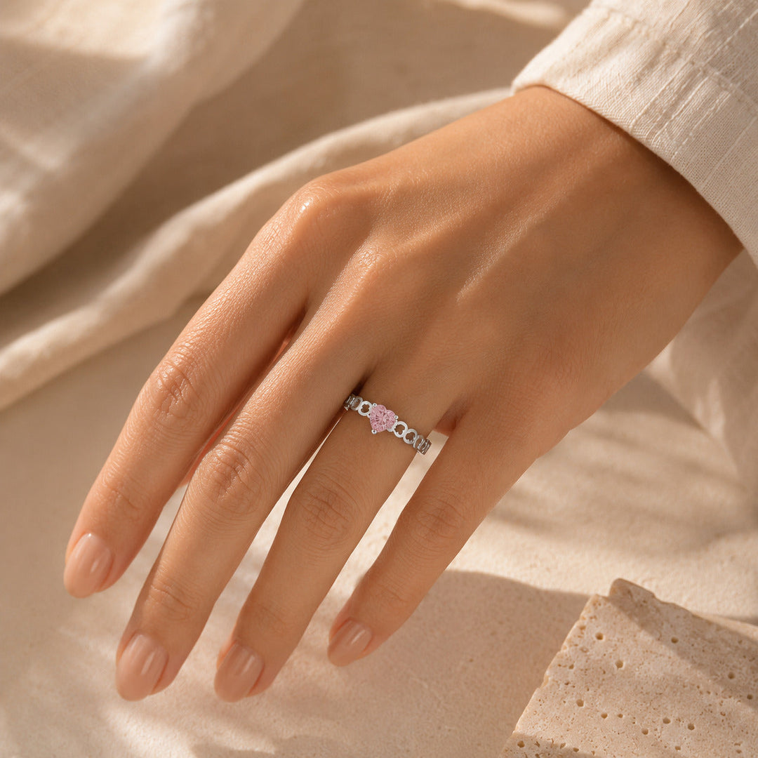 Anillo Corazón Circonitas Oro Blanco