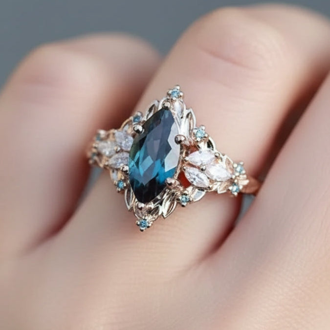 Anillo Exótico Cristal Azul