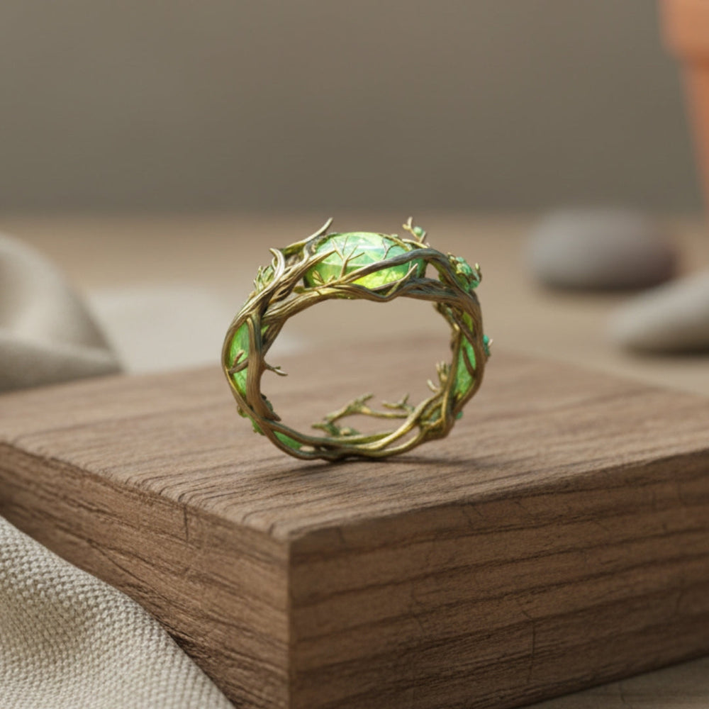 Anillo Ópalo Verde Naturaleza