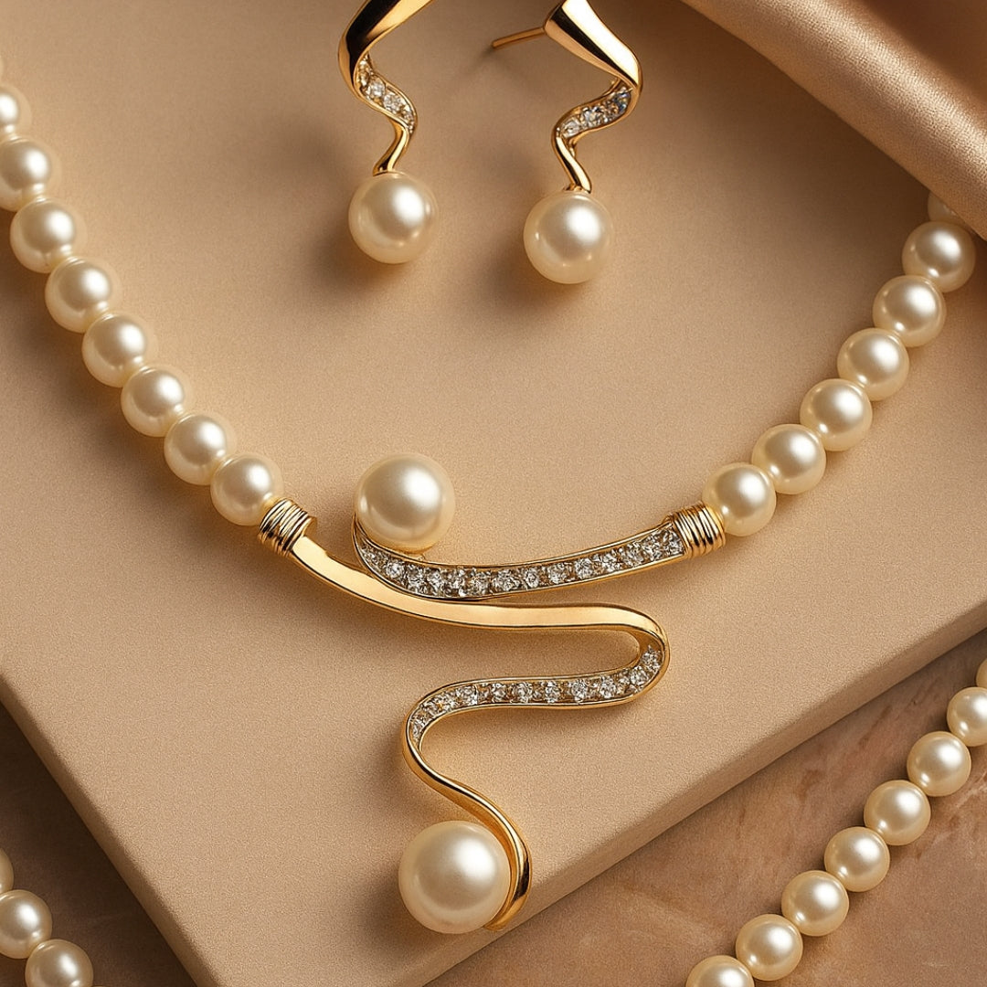 Conjunto de Joyería Elegante con Perlas
