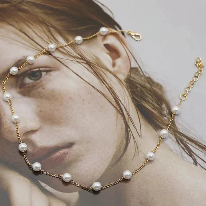 Collar Cadena con Perlas Pequeñas