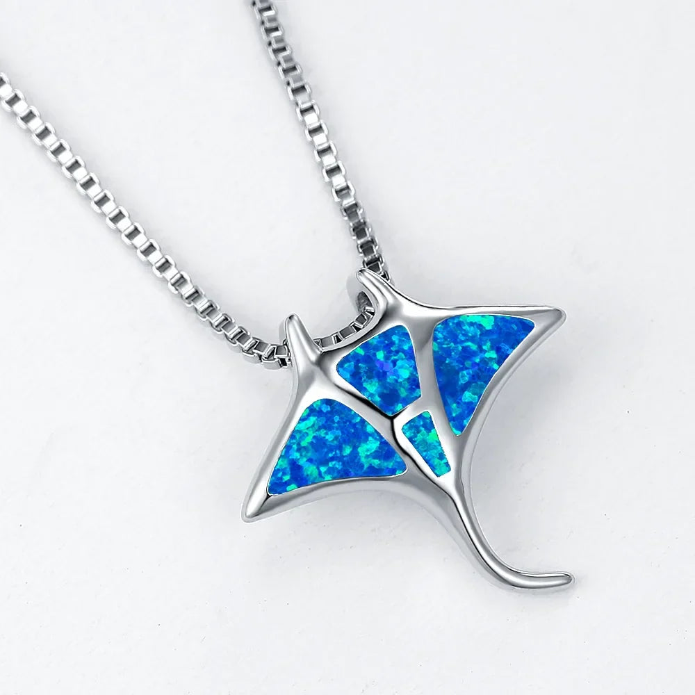 Collar Manta Raya Ópalo Azul