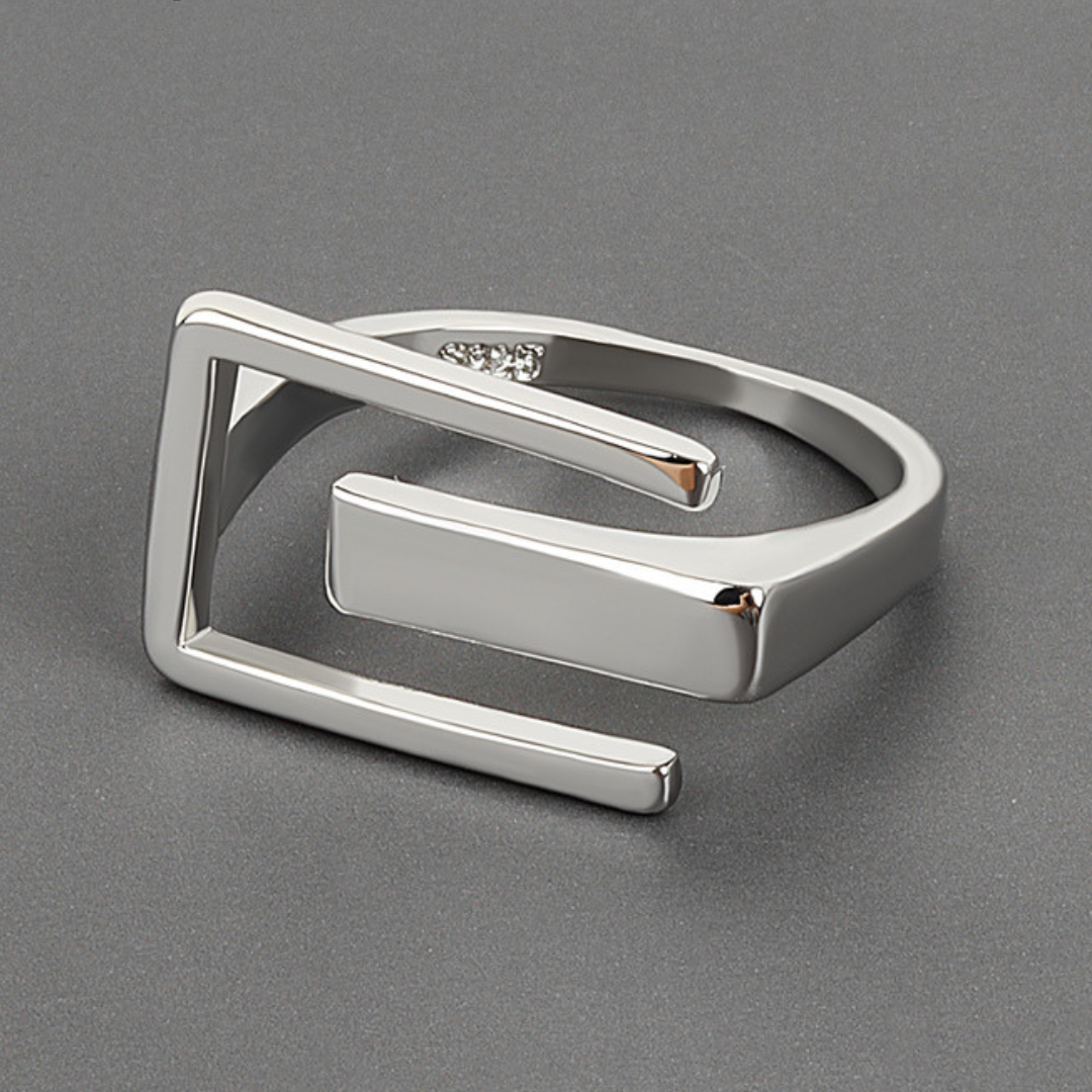 Anillo modernista ajustable de Plata