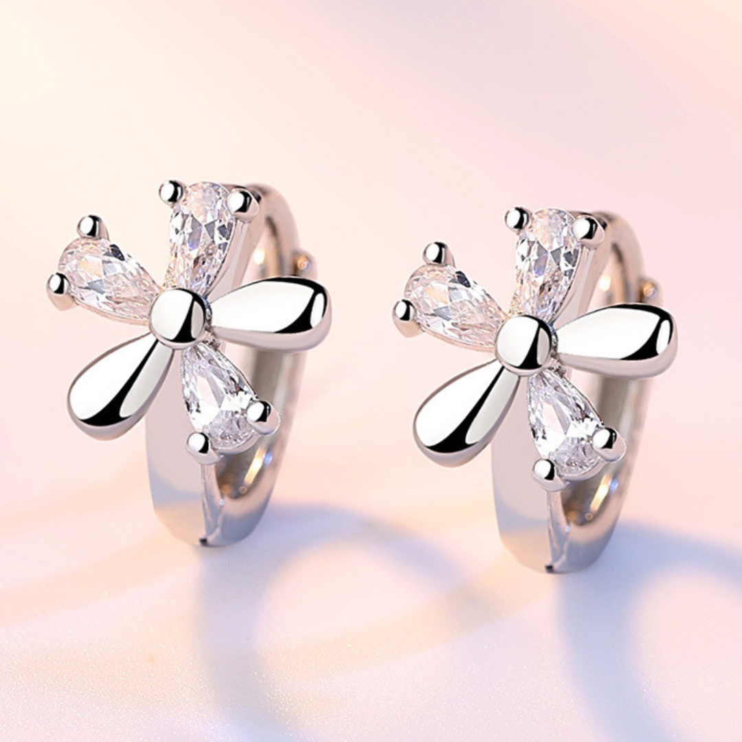Pendientes florales de Plata con circonitas