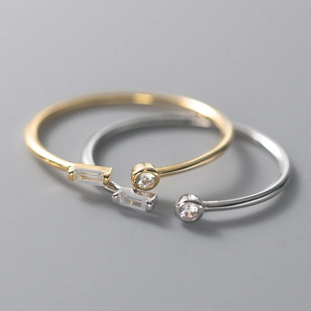 Anillo ajustable de Plata con 2