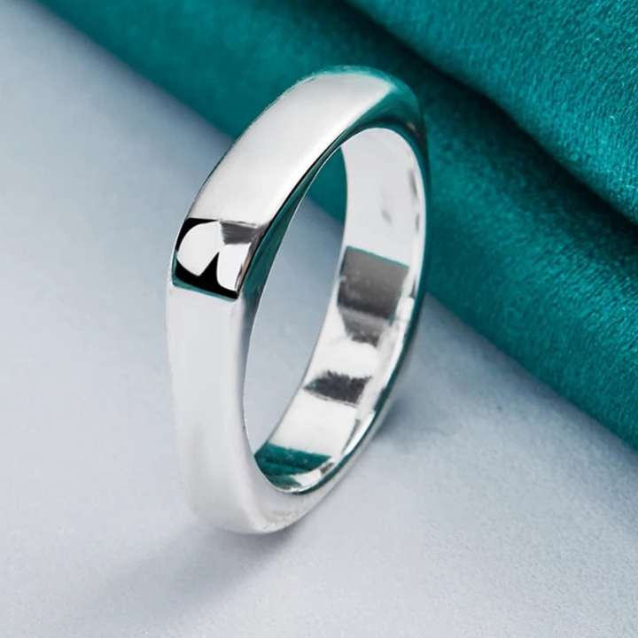 Anillo cuadrado sencillo de Plata ajustable