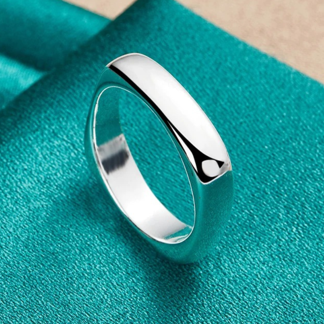 Anillo cuadrado sencillo de Plata ajustable