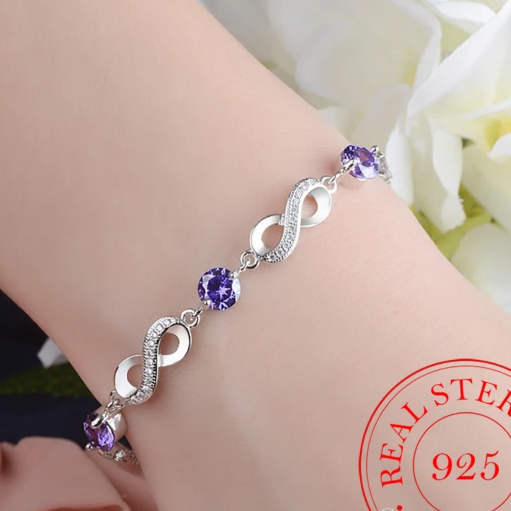 Pulsera fina de Plata con piedras