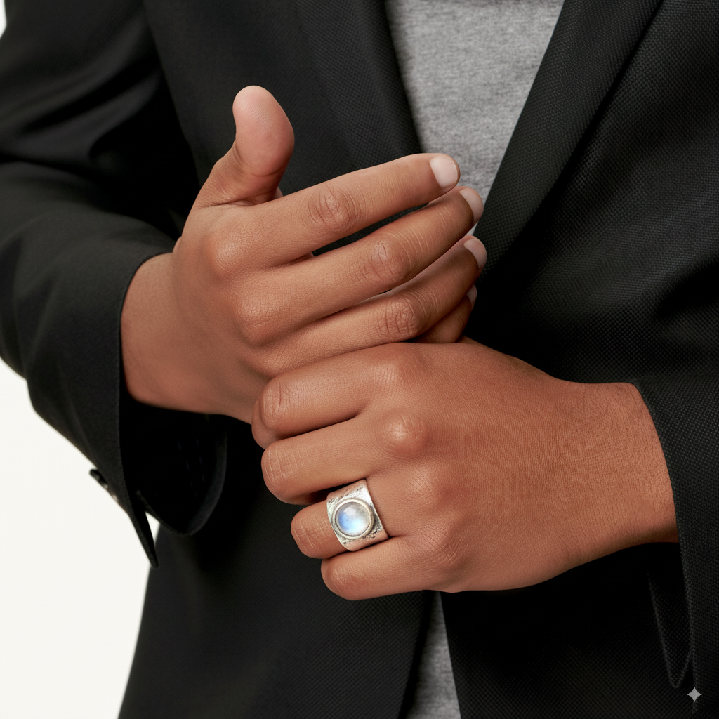Anillo Piedra Lunar Boho - Vintage