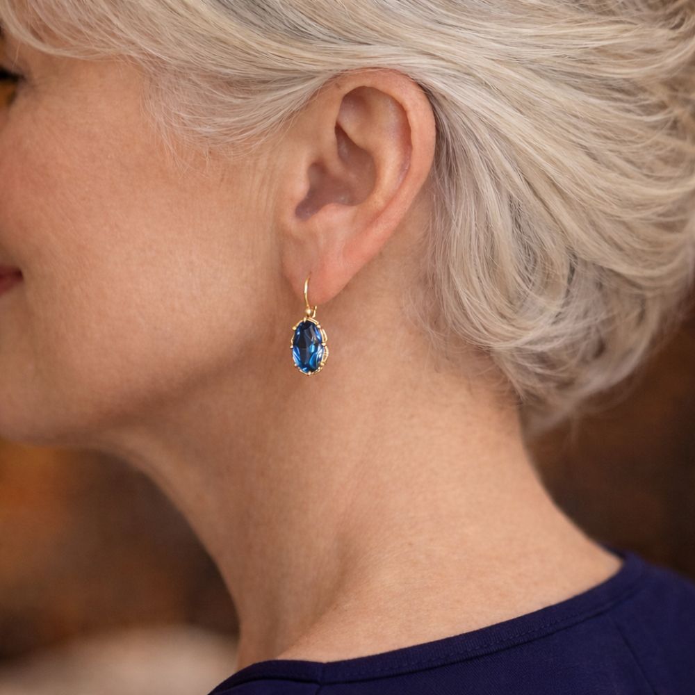 Pendientes Flor Azul y Oro
