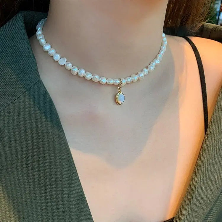 Collar Perla y Piedra de Luna