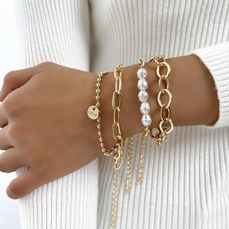 Pack de Pulseras Oro y Perla