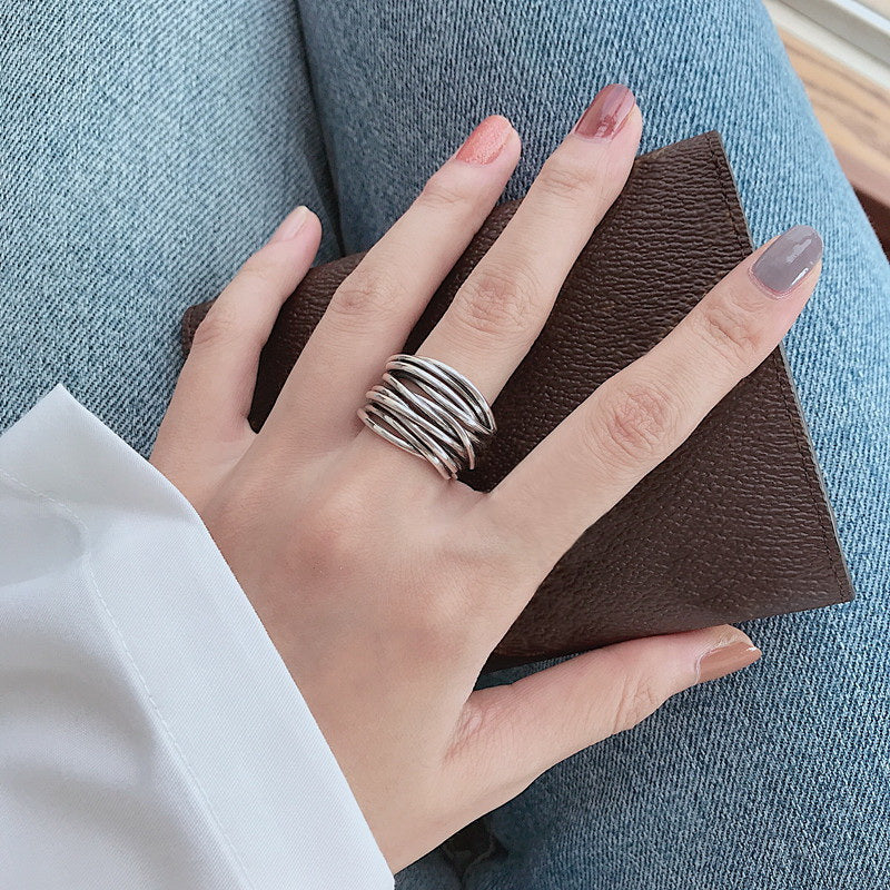Anillo Capas Plateado Ajustable