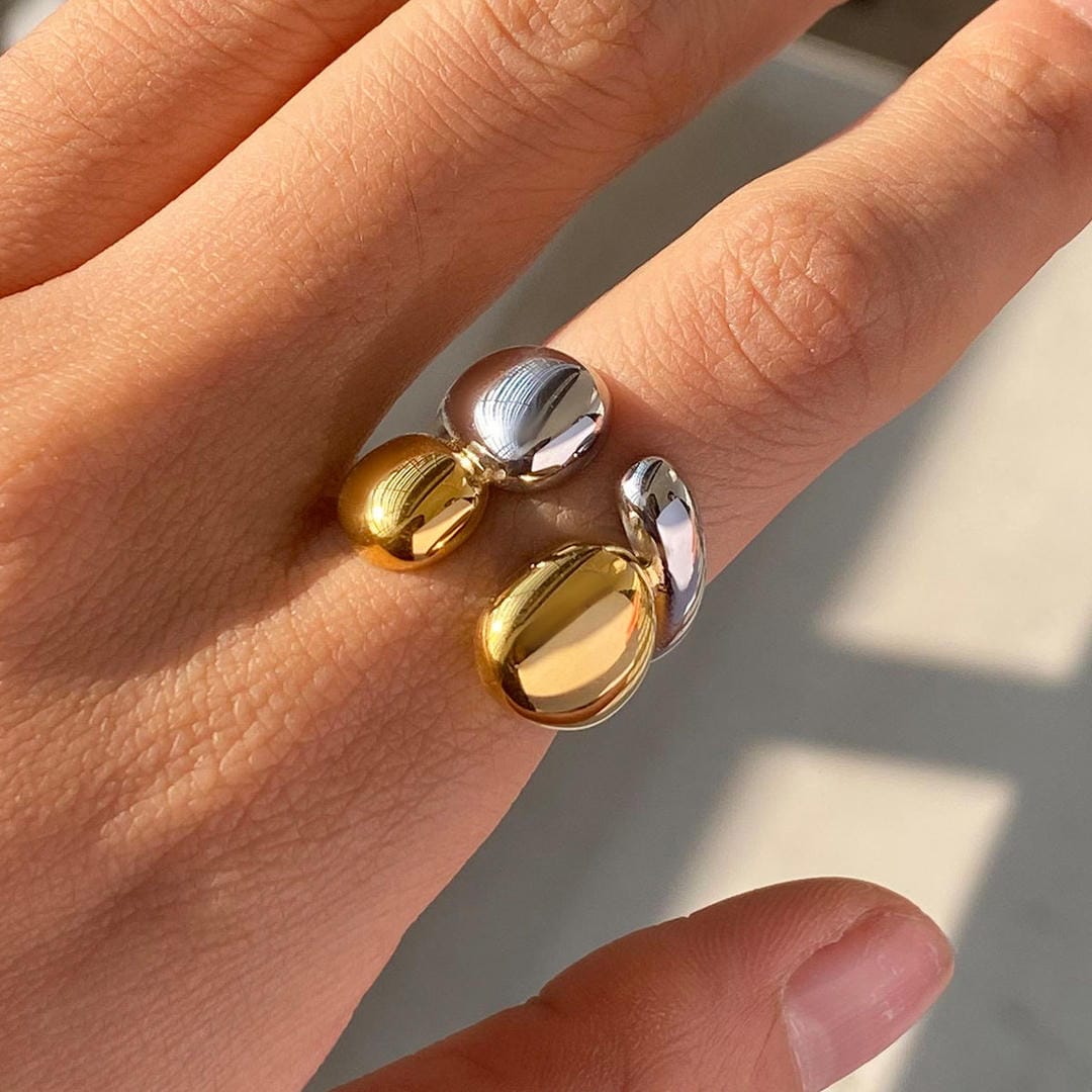Anillo Apilable Bicolor Dorado y Plateado