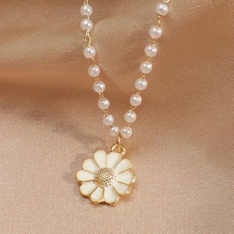Collar Margarita y Perlas
