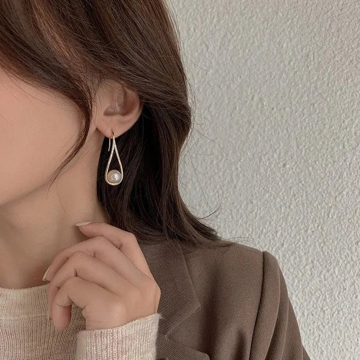 Pendientes Gota Perla Oro Rosa