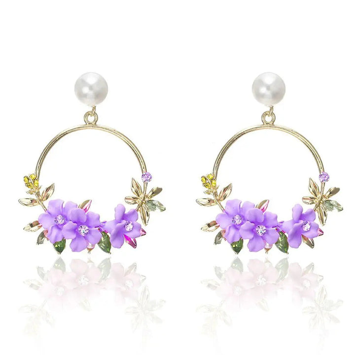 Pendientes Aro Flores y Perla