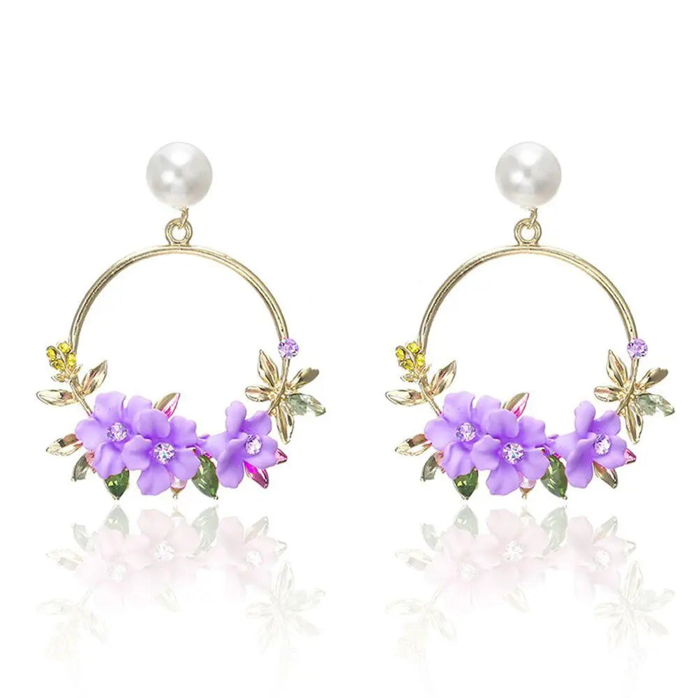 Pendientes Aro Flores y Perla