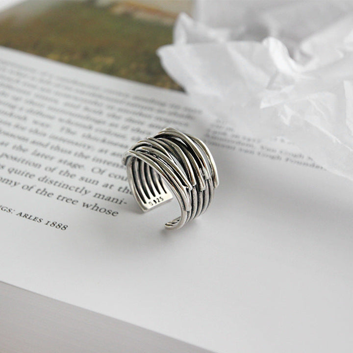 Anillo Capas Plateado Ajustable