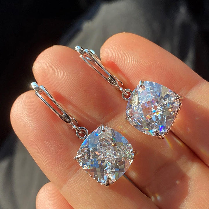Pendientes Colgantes Oro Blanco con Circonitas