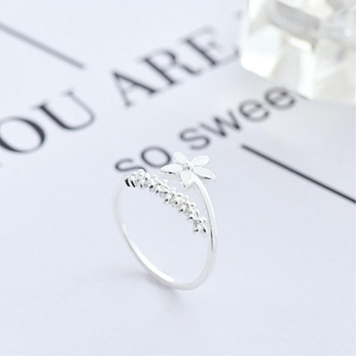 Anillo ajustable de Plata con flores