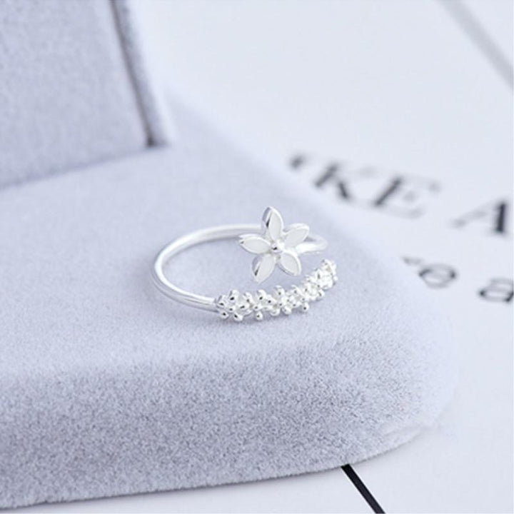 Anillo ajustable de Plata con flores