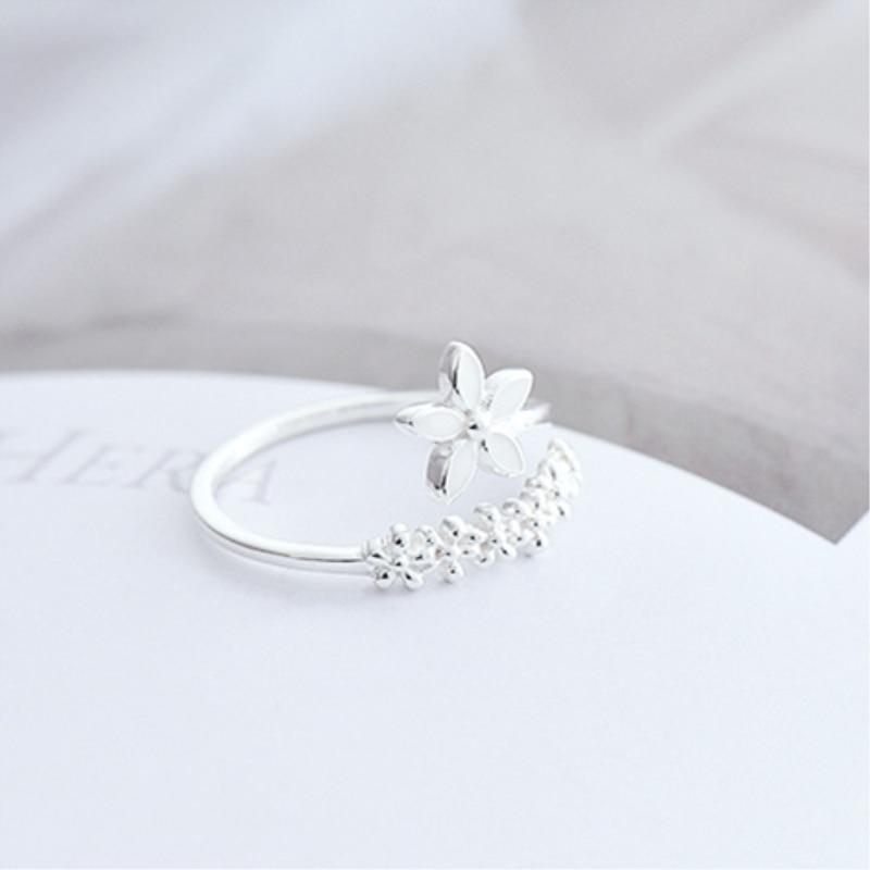 Anillo ajustable de Plata con flores