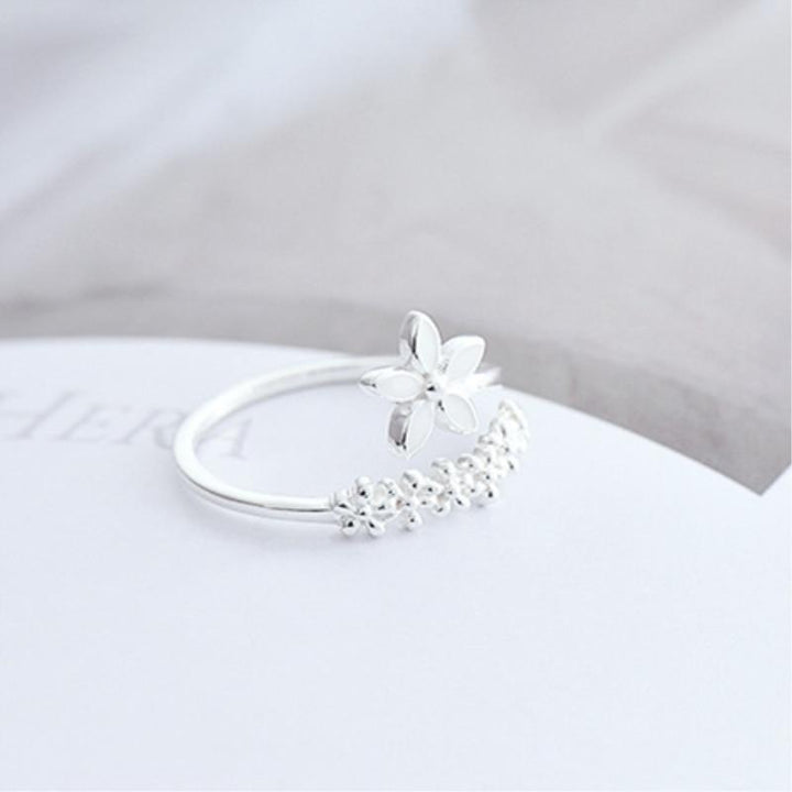 Anillo ajustable de Plata con flores