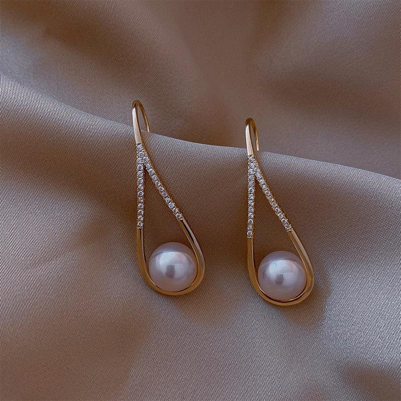 Pendientes Gota Perla Oro Rosa