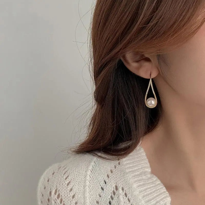 Pendientes Gota Perla Oro Rosa
