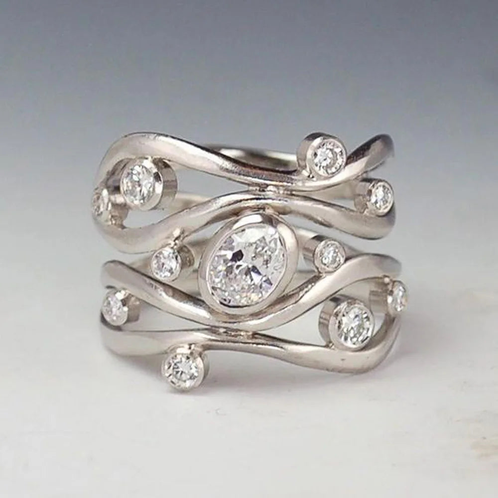 Anillo Vintage Plateado con Circonitas