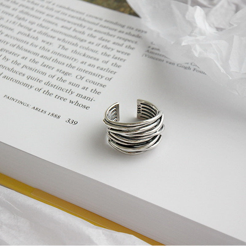 Anillo Capas Plateado Ajustable