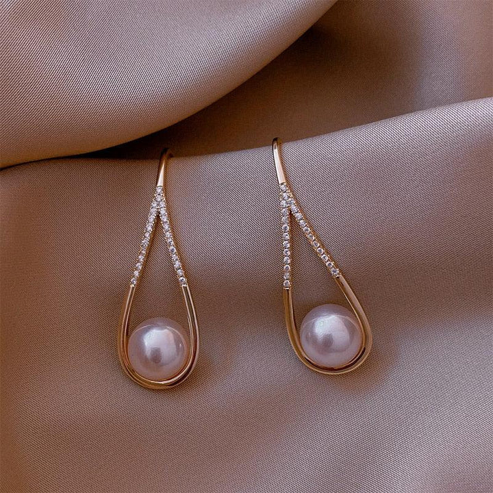 Pendientes Gota Perla Oro Rosa