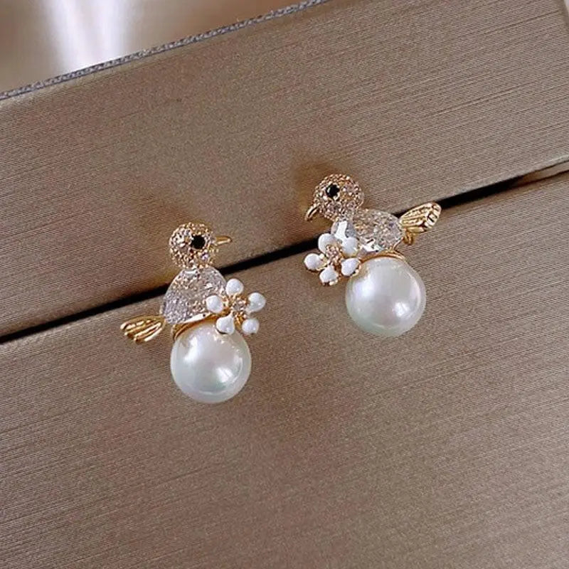 Pendientes Pajarito con Perla