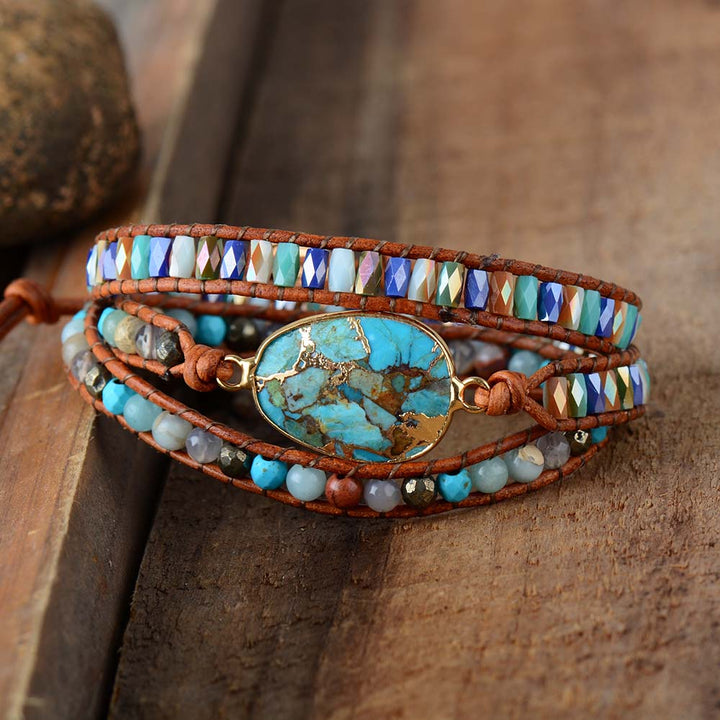 Pulsera Cuero Turquesa Artesanal
