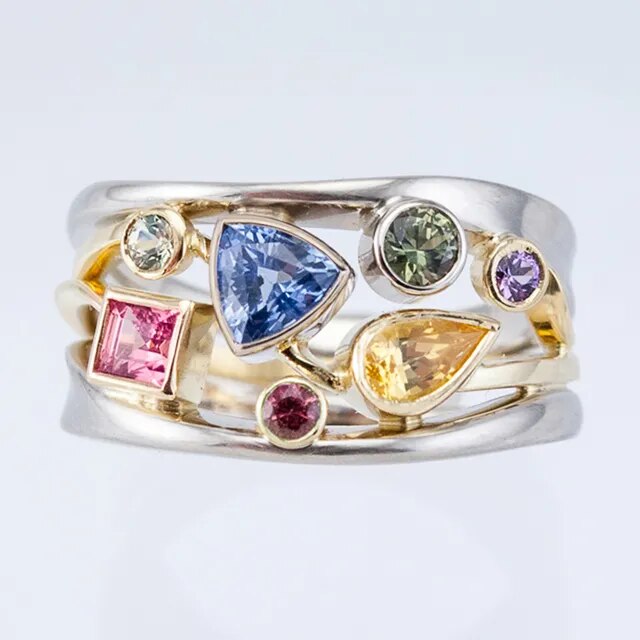 Anillo Vintage de Circón Colorida