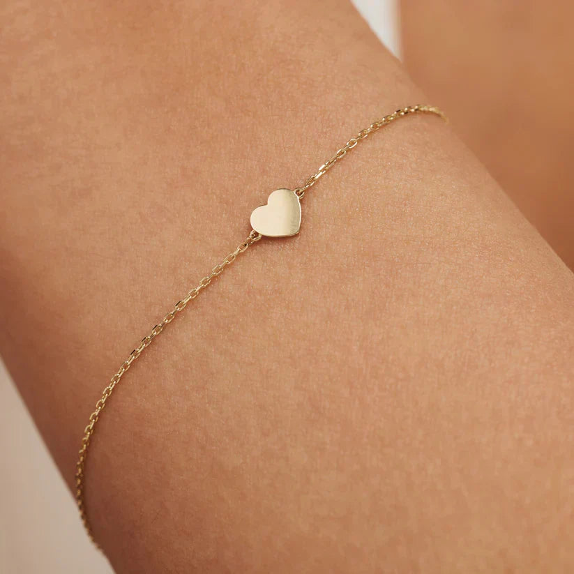 Pulsera Fina Corazón Dorada