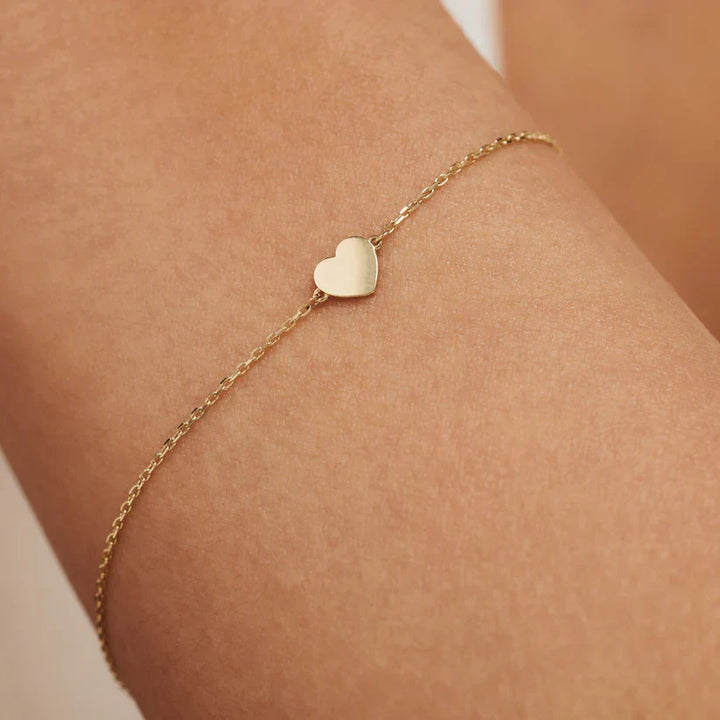 Pulsera Fina Corazón Dorada