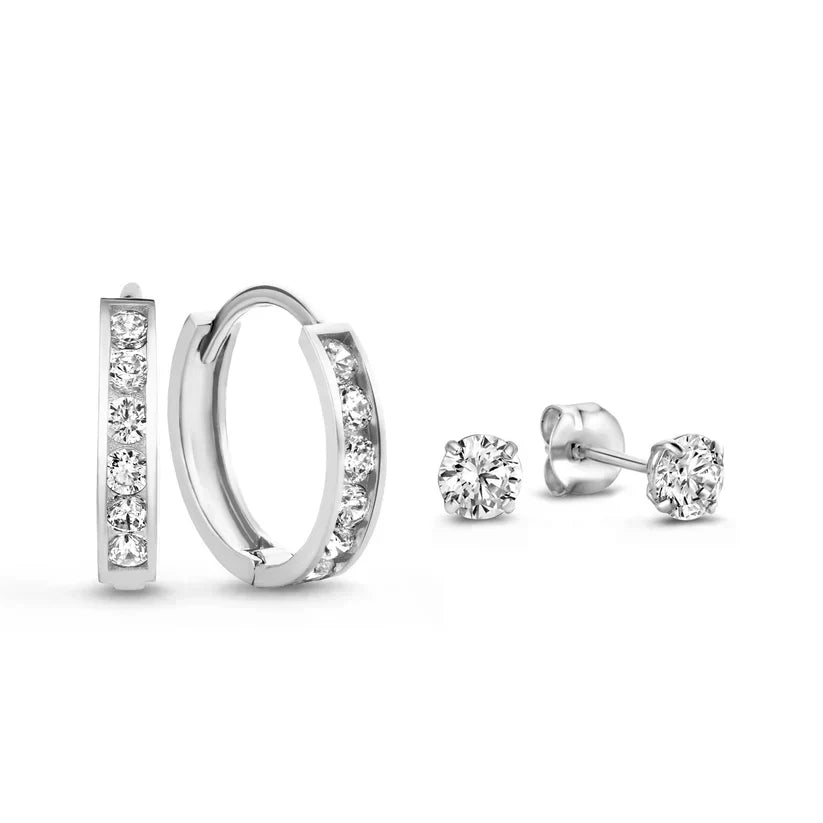 Conjunto Pendientes Aros y Botón