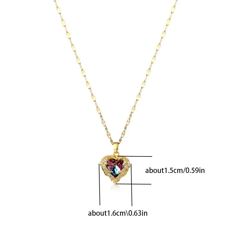 Collar con Corazón y Cristal Océano