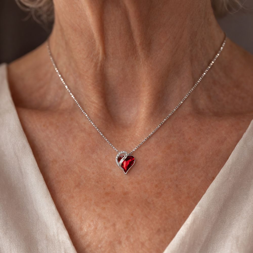 Collar Corazón Infinito Rojo