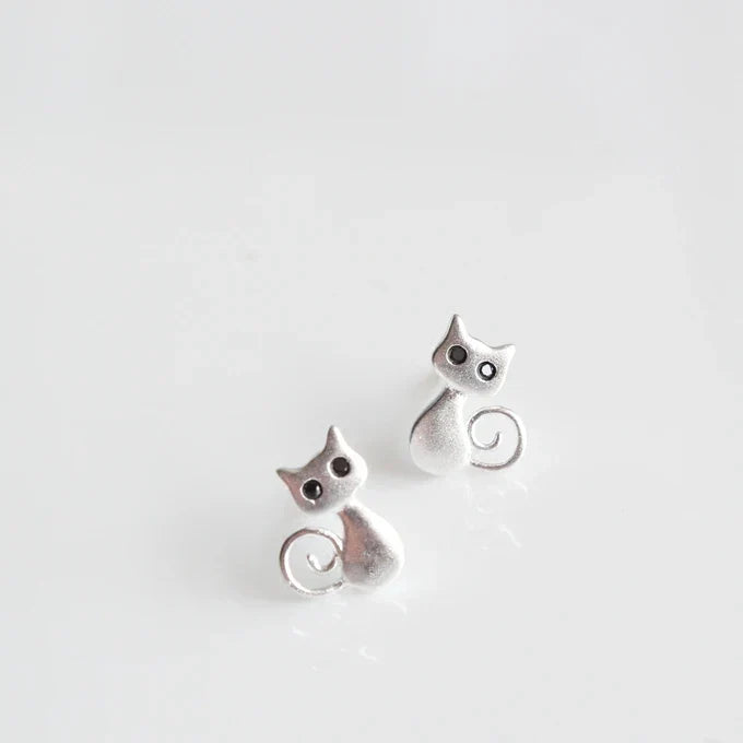 Pendientes Gato Plateados