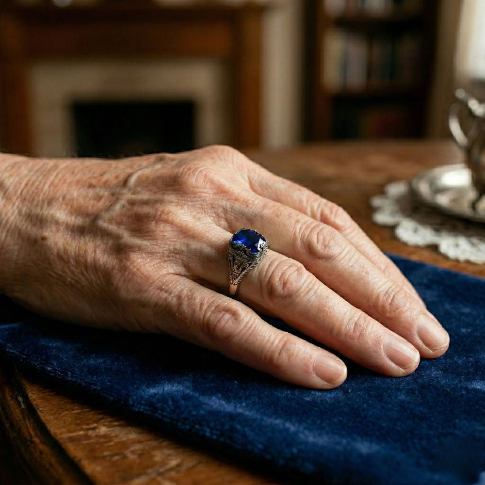 Anillo Piedra Azul Zafiro