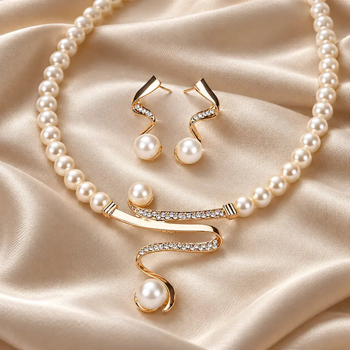 Conjunto de Joyería Elegante con Perlas
