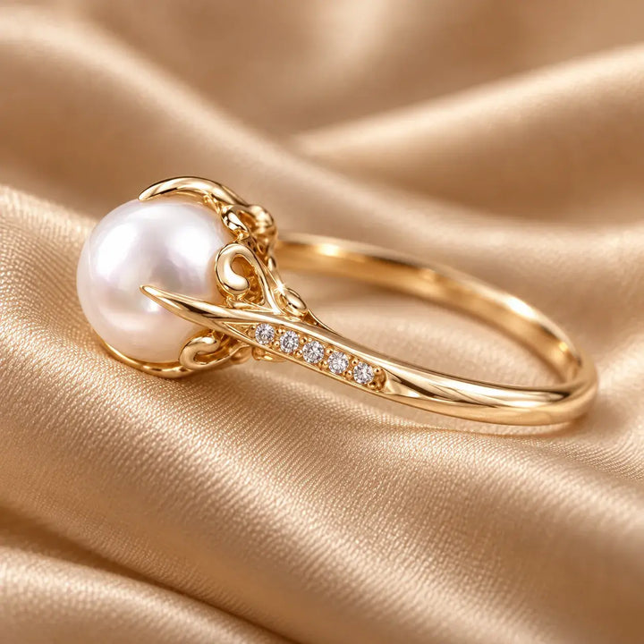 Anillo Delicado en Perlas y Cristales