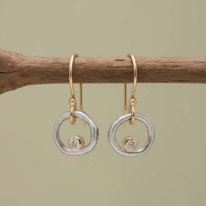 Pendientes Aro Plateado y Perla