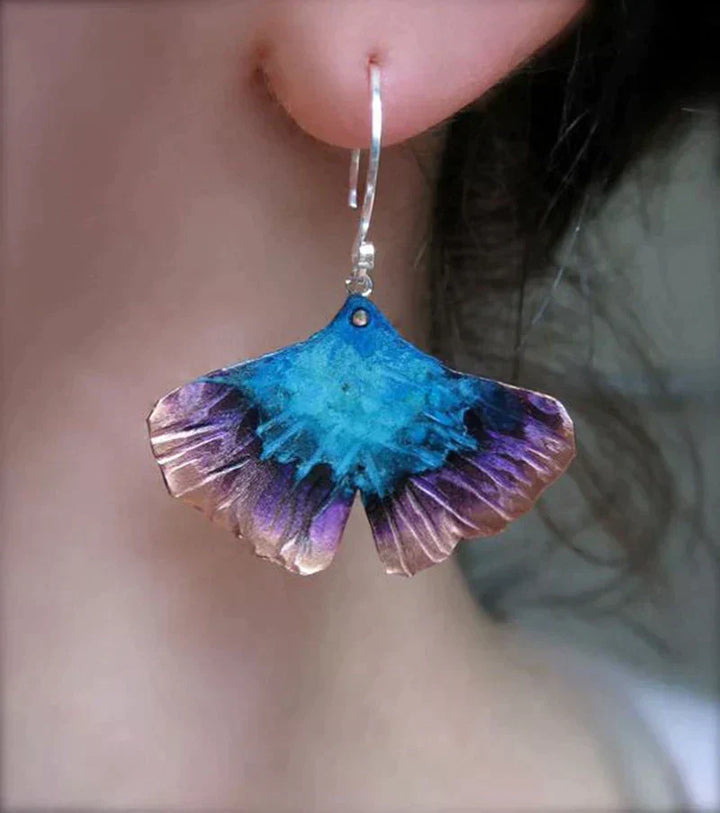 Pendientes boho de mariposa azul